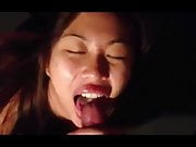 Asian girl blowjob and cum in mouth