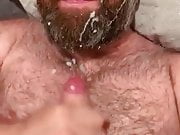 Bearded daddy bear gets cum in his beard