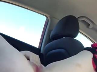 MILF Rubs Pussy in Car 