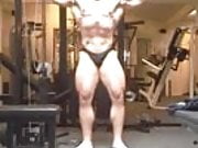 Str8 bodybuilder posing in the gym
