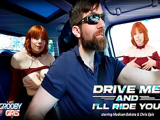 GROOBYGIRLS - Redhead Gets Horny In Car And Driver Fucks Her