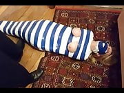 MILF mummified in tape struggles from room to room