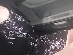 milf woman showing herself in a car