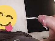 Massive t-shirt cum spurting by my thick curved cock