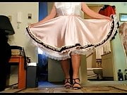 Sissy Ray upskirt 7 (white satin petticoat and panties)
