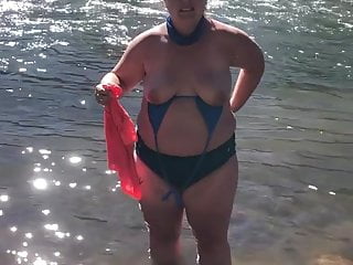 Getting topless in the river...