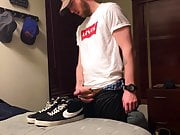 Dude sniffs and cums in Nike Skate Sneakers