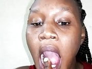 African girlfriend licking her finger