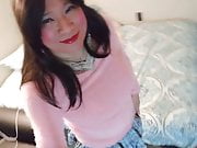 Pink Sweater & Schoolgirl Skirt 2
