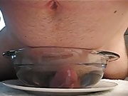 Cum in bowl of warm water