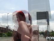 Thick Redhead Teen Pissing In Public