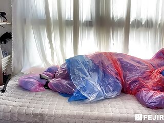 Fejira Com Six Layer Plastic Raincoat With Zentai Rainwear Binding Orgasm...
