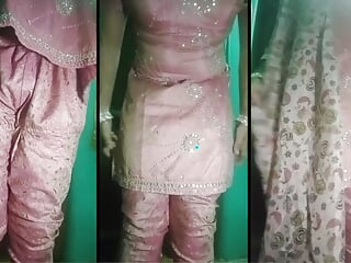 Indian Gay Crossdresser wife Gaurisissy xxx sex in pink salwar kurta pressing her big boobs
 Gaurisissy.