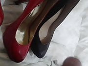 cum on sexy red heels