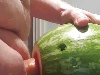Young cock bangs watermelon...