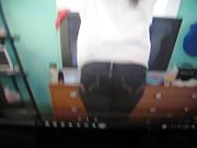 Cum on a pair of my girl's jeans while watching her video.