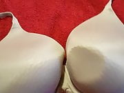 Cumming on wife's G cup bra