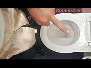 Master Ramon massages and pisses a bit in the department store toilet, awesome