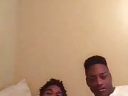 Two black friends playing