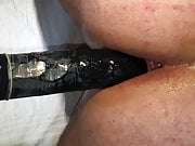 Fucking 13 inch big black dildo