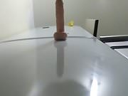 Horny and naughty having fun with a dildo 