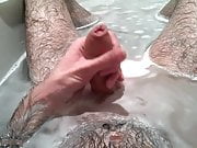 me stroking in bath with cum shot