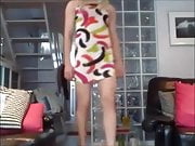 Crossdresser Jazmin In Patterned Mini Dress