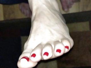 Cummed, Red Toes, Feet Worship, Sexy Feet and Toes