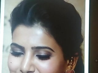 Tamil actress Samantha cum tribute on face.