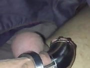Husband having balls beaten and leaking cum 