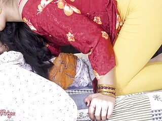 Priya Maid's dirty pussy fucked hard with gaaliyan by maid after deep blowjob. desi hindi sex video