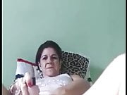 Brazilian mature playing with her dildo