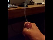 Cumshot while watching porn