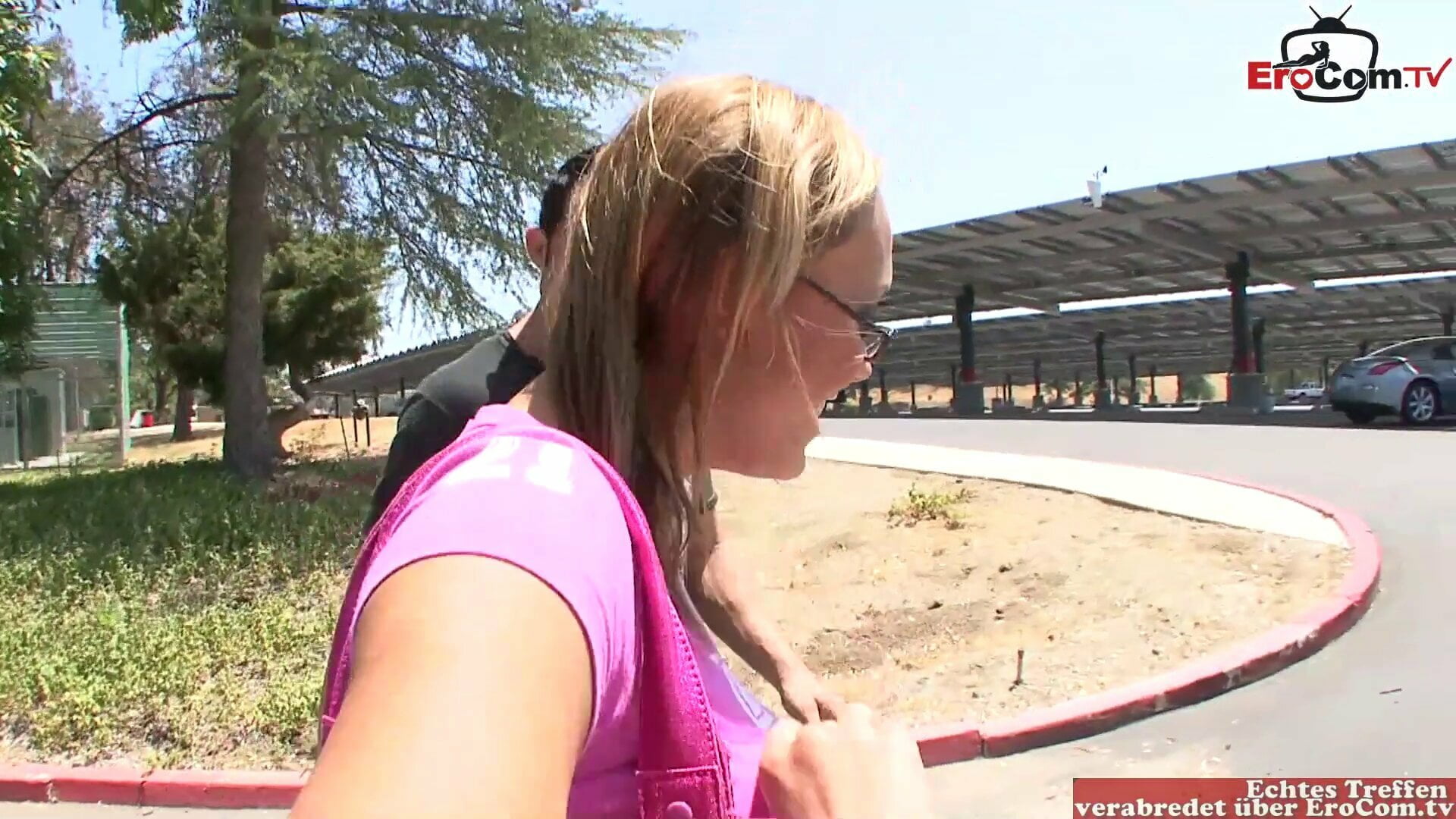 Milf with big natural tits and glasses picked up on the street