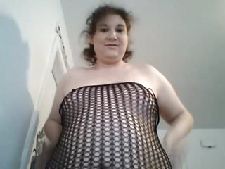 Fat bbw transexual tries on her new lingerie...