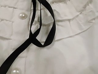 سکس گی Pretty white blouse used as cum rag masturbation  hd videos handjob  cum tribute
