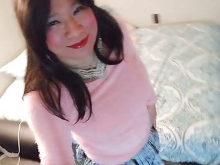 Pink sweater schoolgirl skirt 2...