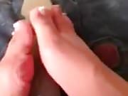 Asian feet playing with dildo