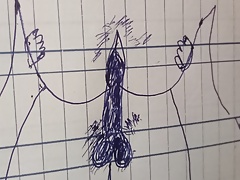 Artsy drawing with the help of a pencil while having sex