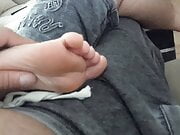 playing fr's feet, sexy soles,toes on my lap feet massage