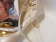 Pissed on the slutty bride and her wedding shoes