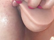 Close up dildo playing Crossdresser 