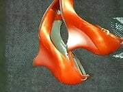 cum in sexxy wedges peep toes orange